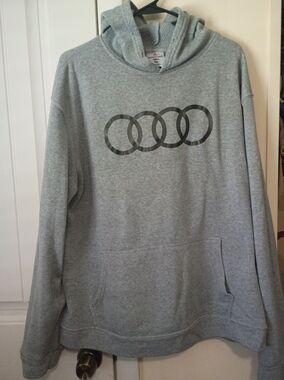 Men's / Unisex Gray Hoodie Sweatshirt with Audi Logo